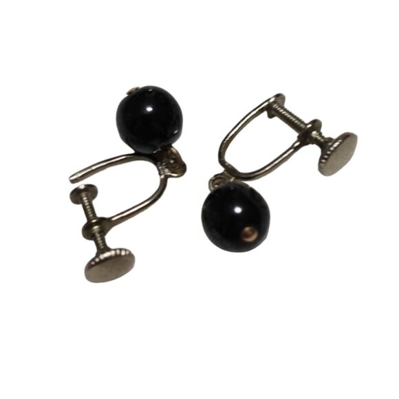 Jewelry - Vintage Black Non Pierced French Screw Back Earrings L11